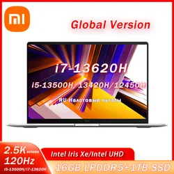 Ноутбук Xiaomi Redmi Book 16, 2024 дюйма, искусственная кожа, 16 ГБ DDR5 + 1 ТБ SSD Intel Iris Xe/UHD Mi, ноутбук Windows 11, ПК со сканером отпечатков пальцев