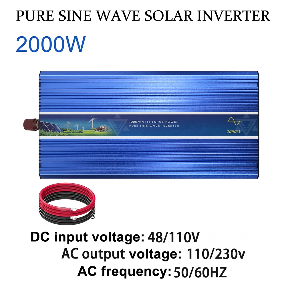 48/110VDC 2000W Pure Sine Wave Inverter with Single Phase for Solar or Wind Power System, Surge Power 4000W Off Grid Inverter