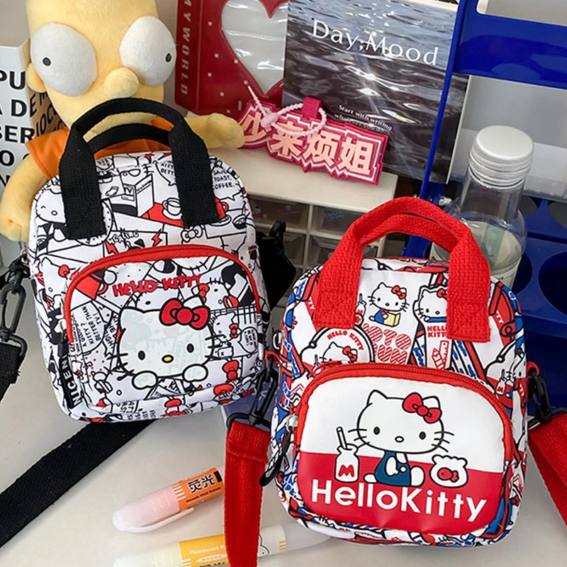

Anime Sanrio Hello Kitty Cartoon Printed Women Bag Casual Cute Kids Crossbody Bag Shoulder Bag Adjustable Shoulder Strap Gifts