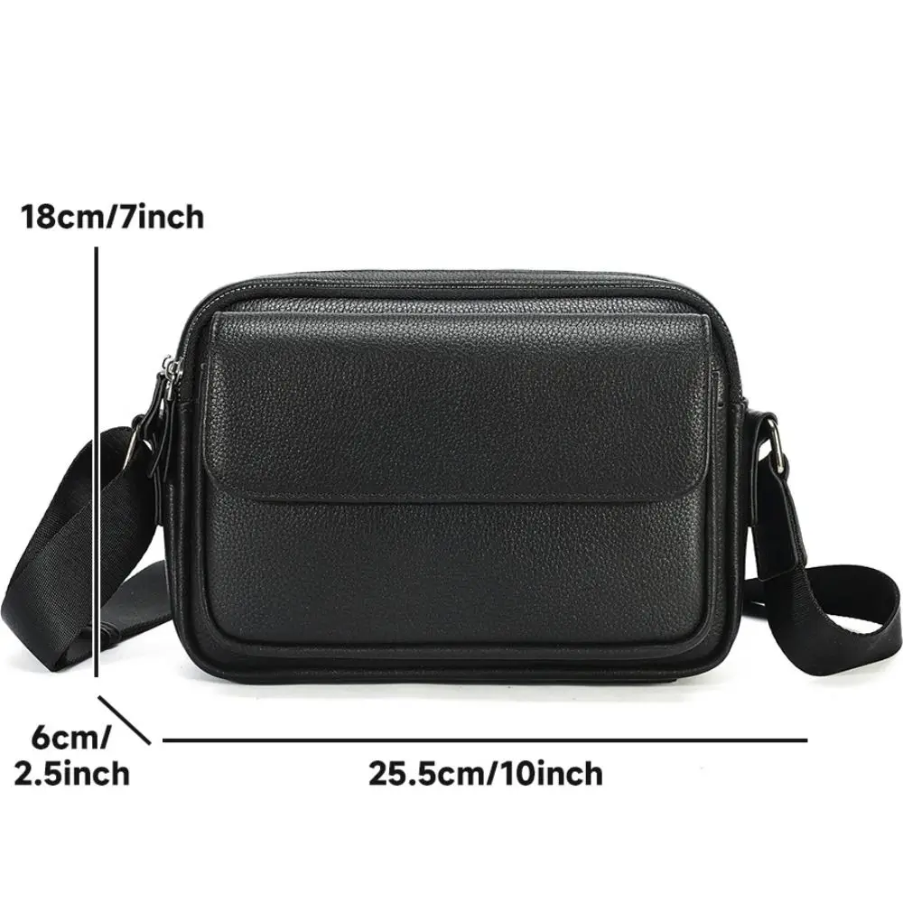 Textured PU Shoulder Bag Men Casual Adjustable Shoulder Strap Leather Crossbody Bag Men Streetwear Zipper Mobile Phone Bag Male