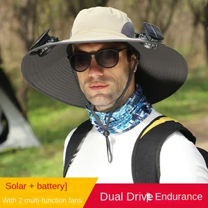 Tapa de ventilador solar multipropósito solar al aire libre. Viento de tres velocidades ajustable con puerto de carga USB. Gorra de pesca Sombrero de sol al aire libre 8 Mejor sombrero de ventas de fanáticos - №3