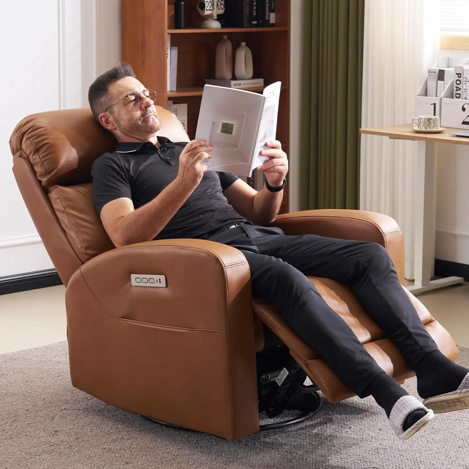 

Triple-Motor Power Swivel Rocker Recliner Chair 270° Massage Heat USB-C Side Pocket Customized
