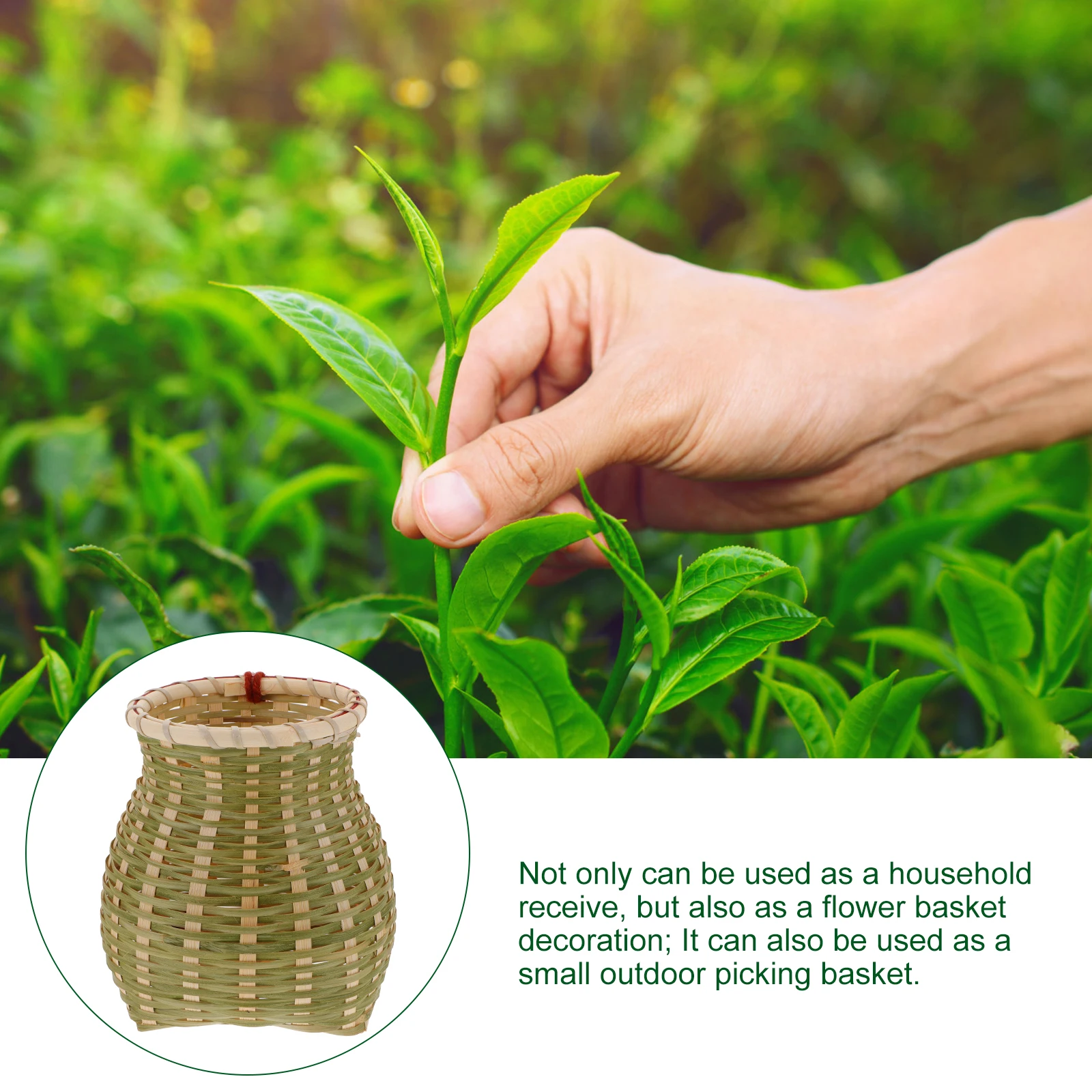 

Bamboo Woven Basket Small Ethnic Style Storage Basket For Living Room Bedroom Office Fruit Holder Kids Dance Prop Portable