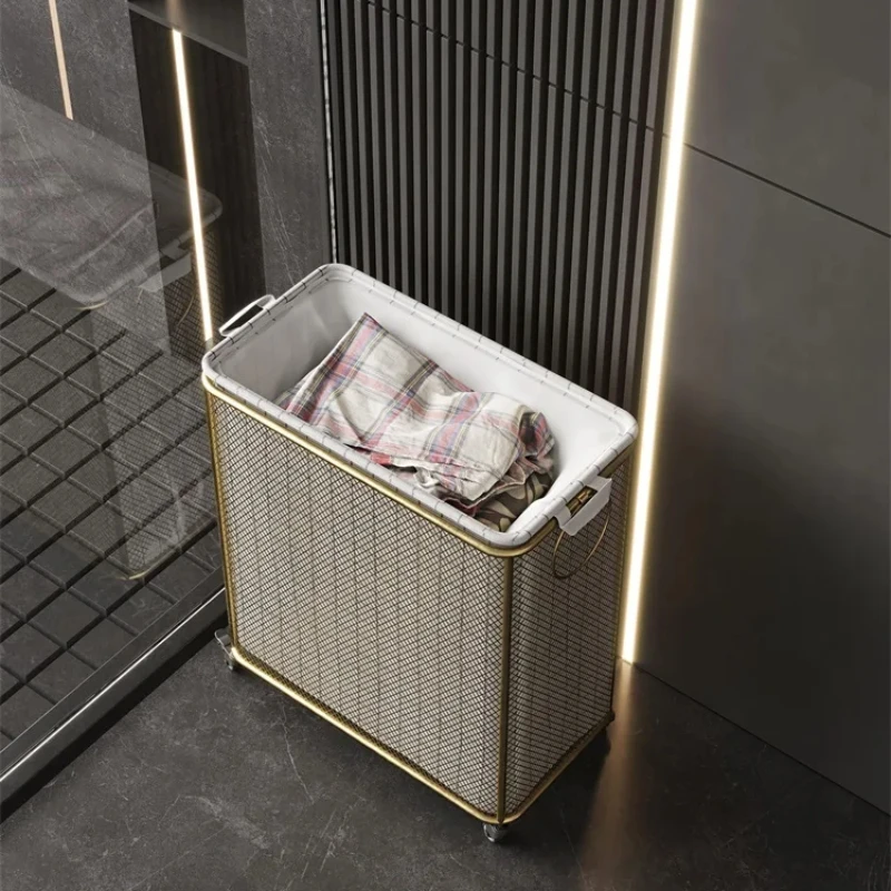 Nordic Mesh Dirty Clothes Basket Narrow Body Laundry Container Split Design Clothing Storage For Household Use