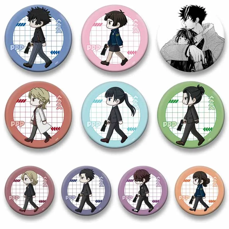 Insignias de dibujos animados para juegos de rol, broche de moneda de anime Psycho-Pass, decoración DIY para mochilas, ropa y zapatos, pines de solapa, accesorios de joyería