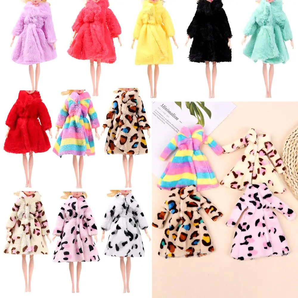 Multicolor 1 Set Long Sleeve Soft Fur Coat Top Dress Warm Winter Casual Accessories Clothes for 30cm Barbies, Kids Toys