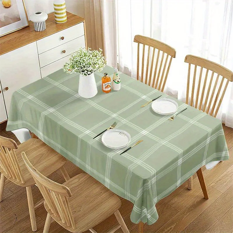 Using the elegant and comfortable polyester fabric, with a sage green check pattern