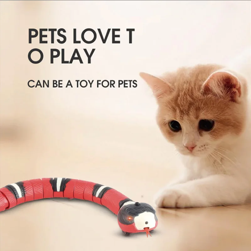 

Smart Sensing Interactive Cat Toys Automatic Eletronic Snake Cat Teasering Play USB Rechargeable Kitten Toys for Cats Dogs Pet