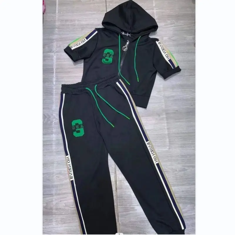 Women\'s 2 Two Piece Set 2023 Summer New Slim Fashion Short Sleeve Hooded Sweater Leisure Sweat Suit For Women Tracksuit Clothes