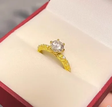 Imagem -03 - Nova Chegada 999 Anéis de Ouro Real 24k Jóias de Ouro Puro Moissanite Anéis para as Mulheres Quilate Ouro Fino Anéis Garra