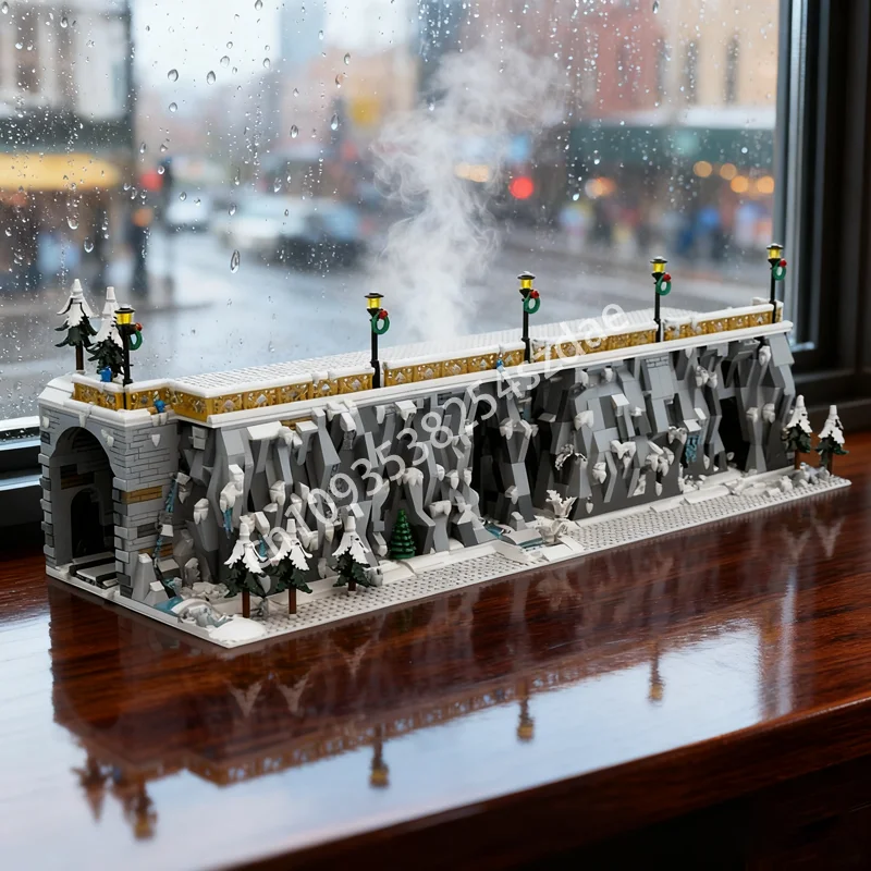 

2597 шт. MOC Зимняя деревня, модель пременада, строительные блоки, сборка рождественских подарков, игрушка «сделай сам», креативная идея, кирпич, день рождения