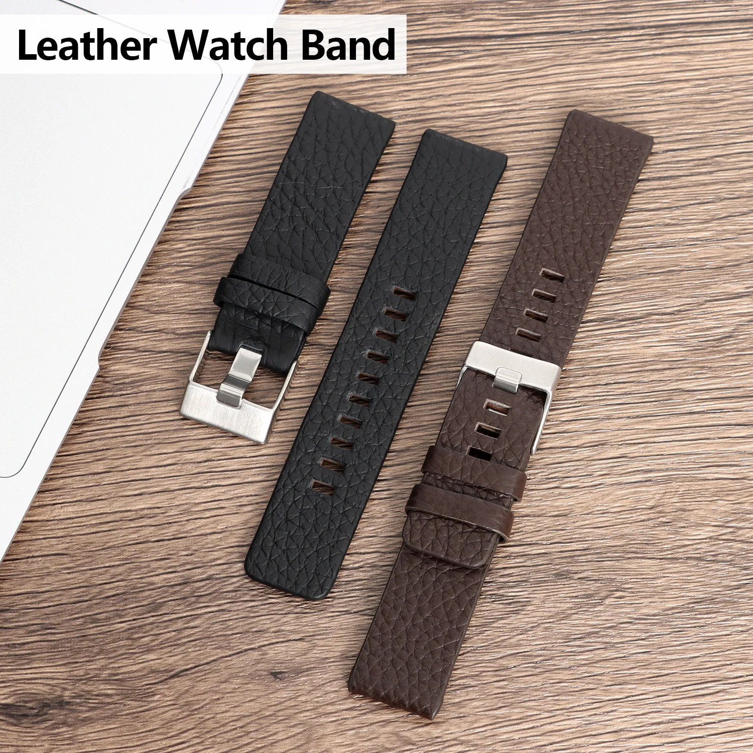 Simple Style Leather Watch Strap For Diesel DZ4318 22mm 24mm 26mm 28mm Lychee Pattern First Layer Unisex Classic Cowhide Band