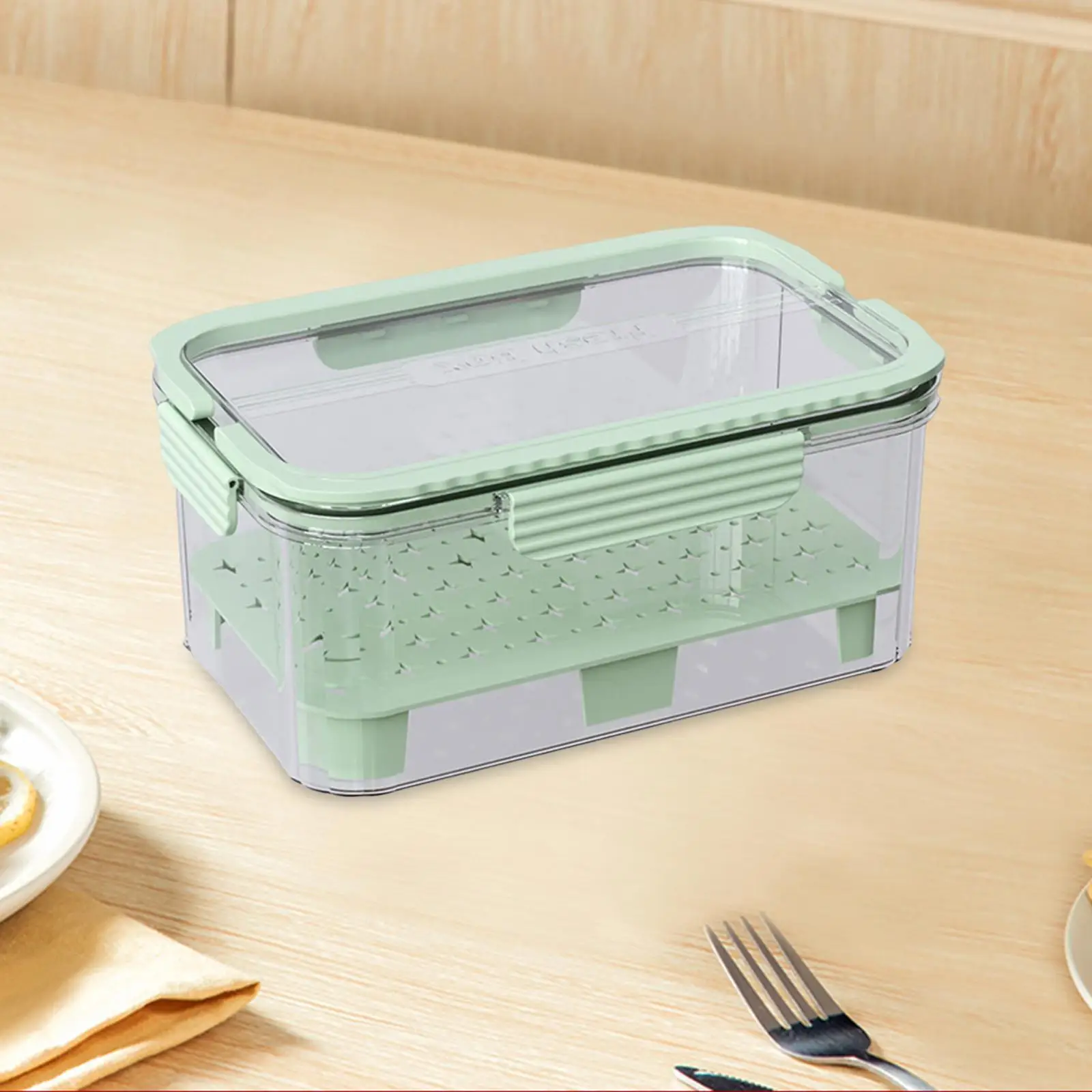 

Ice Chilled Camping Food Container Fruit Storage Container 9.06x5.91x4.25inch Portable Tight Seal Snack Box for Fridge Meal