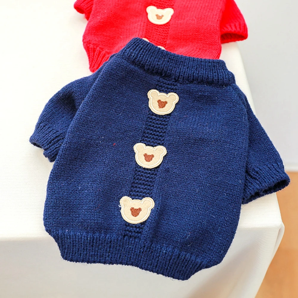 Winter Cartoon Bear Cat Dog Clothes Warm Christmas Sweater For Small Yorkie Pet Clothing Coat Knitting Crochet Outfits