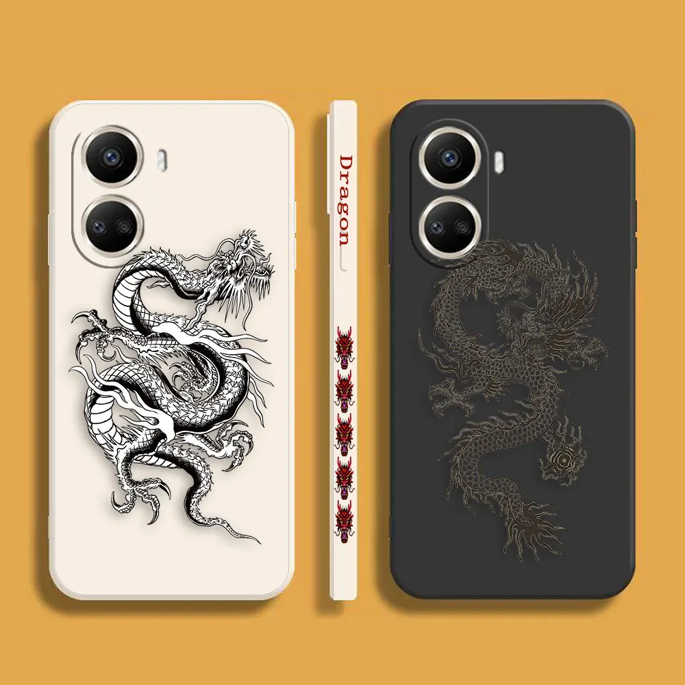 Chinese Dragon Pen Drawing Phone Case For Huawei NOVA 9 8 7 6 5I 5 4 3 3I 2 SE Y70 Y7 Y9 2019 PRO PLUS 5G Case Funda Shell Capa