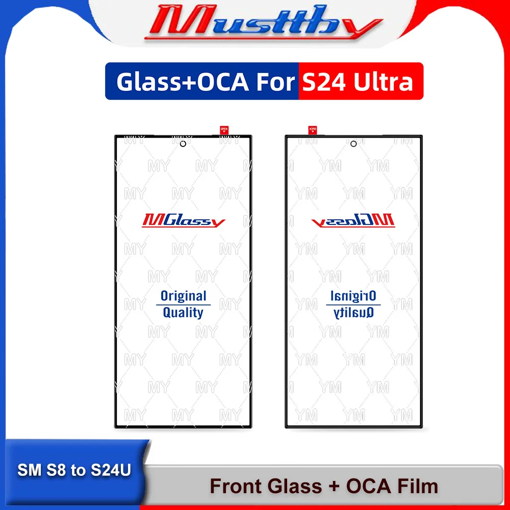 Musttby 5pcs S24 Ultra Front Display Panel Glass with OCA for Samsung Galaxy S20 S21 S22 Note 10 20 S23 Outer Glass Replacement