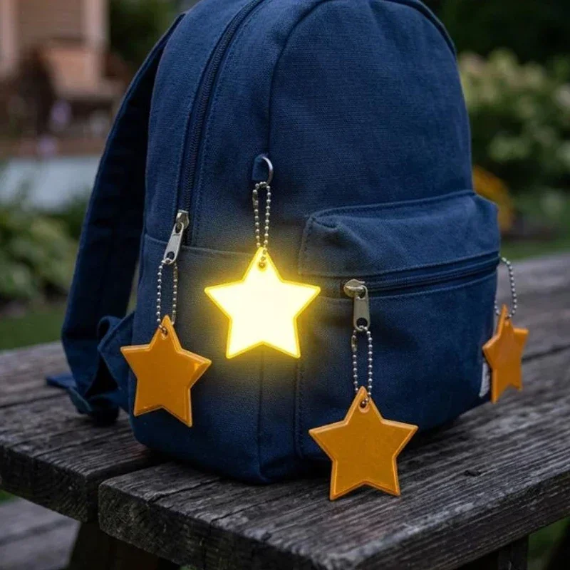 Five-pointed Star Outdoor Sports Reflective Keychain for Night High-brightness Colorful Star Reflection Bag Pendants Decorative