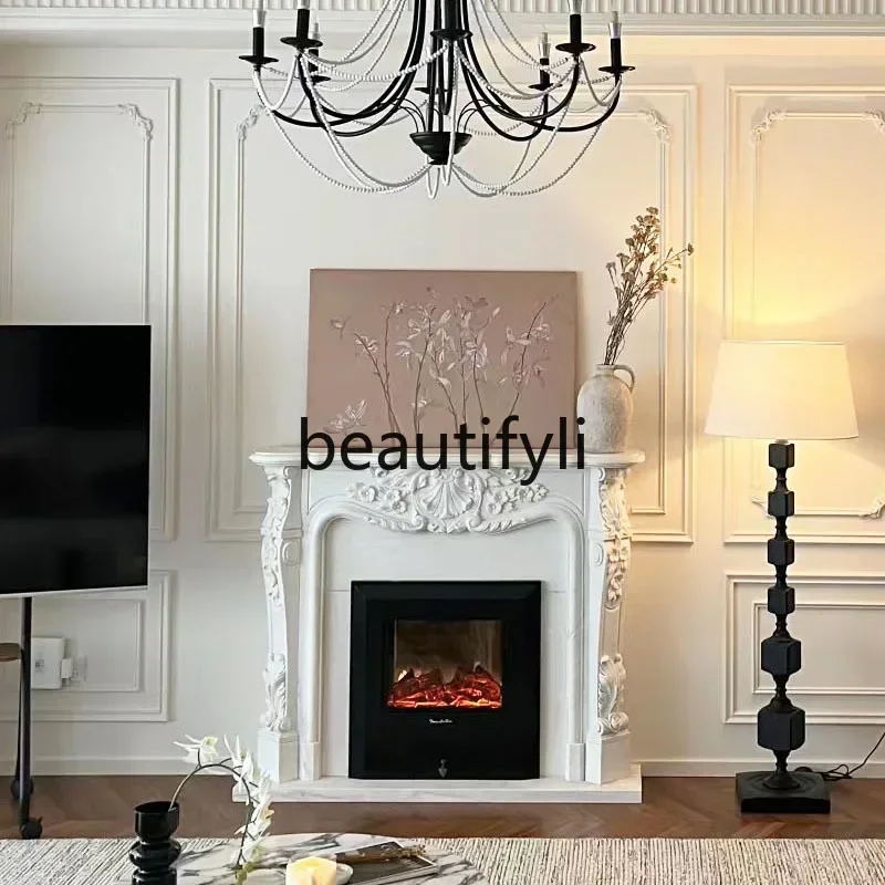 

yj7 Natural marble French mantel stone carving stone American European entrance villa living room decoration cabinet customizati