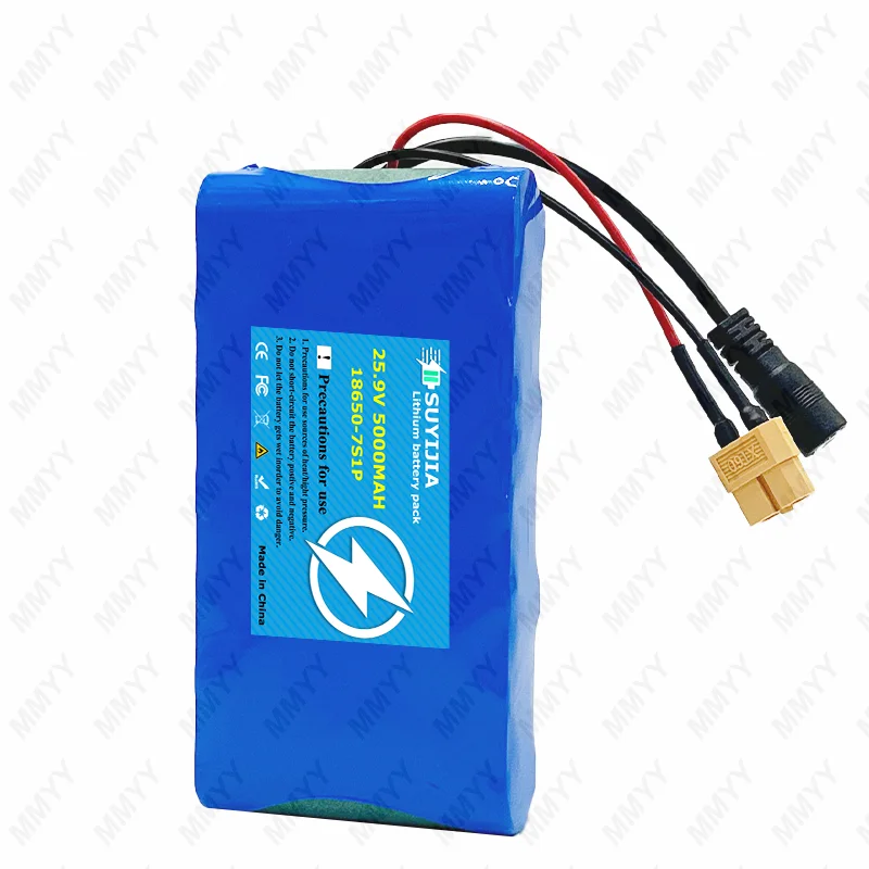 25.2V 24V 5000mAh Li-ion Battery Pack 18650 7S1P with BMS For Monitoring Speaker Small Electric Unicycle Rechargeable Battery