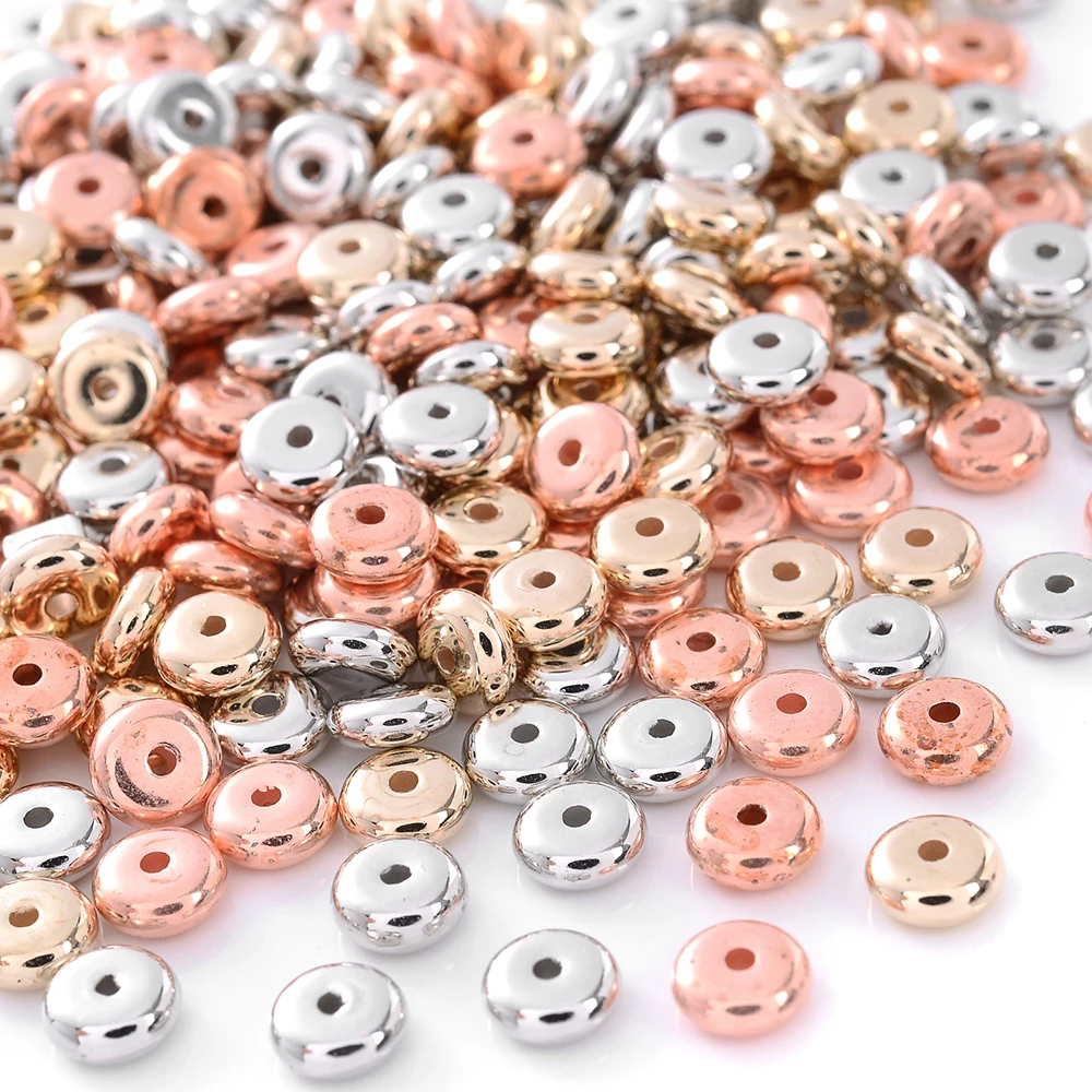 100 teile/los 6mm ccb Charm Spacer Perlen Rad Perle oval flach runde lose Perlen für DIY Schmuck herstellung liefert Zubehör