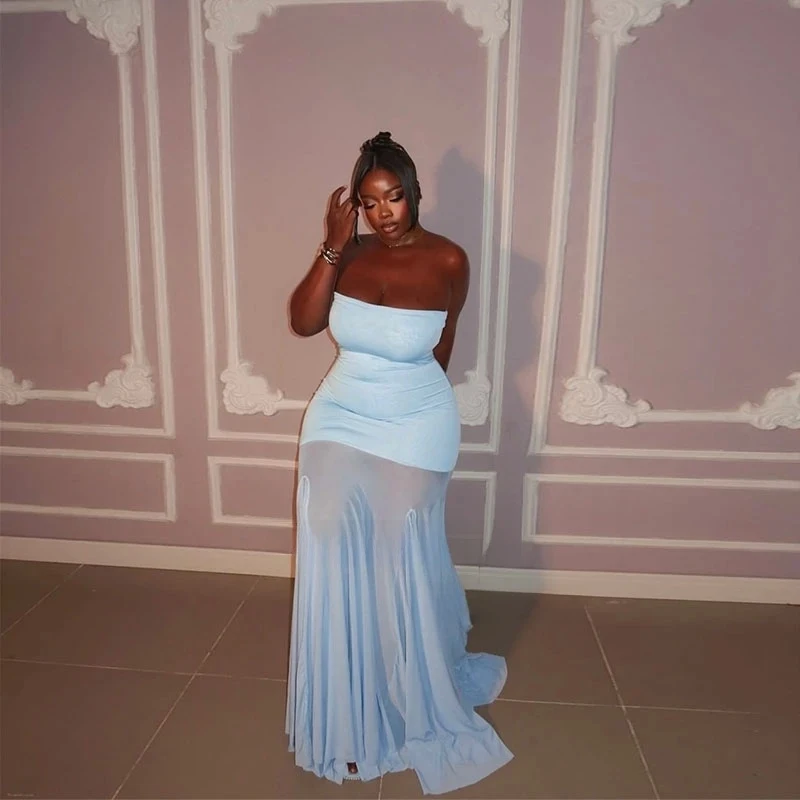 

2026 Simple Mermaid Women's Evening Dresses For Black Girl Wear Ruched Prom Gowns Sleeveless Vestido De Formatura Customized