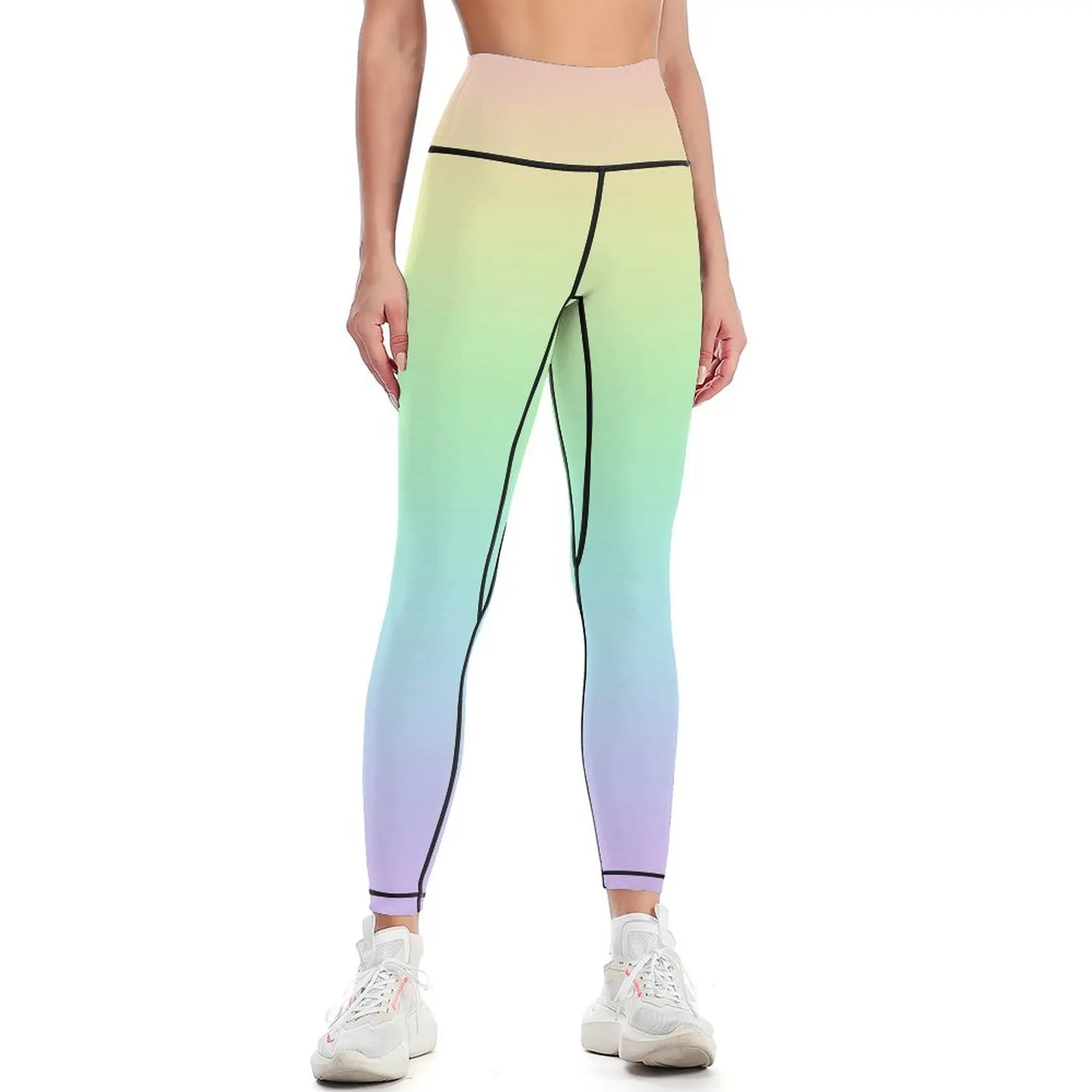 

Pastel Rainbow Gradient Leggings for girls sport pants push up tights for Womens Leggings