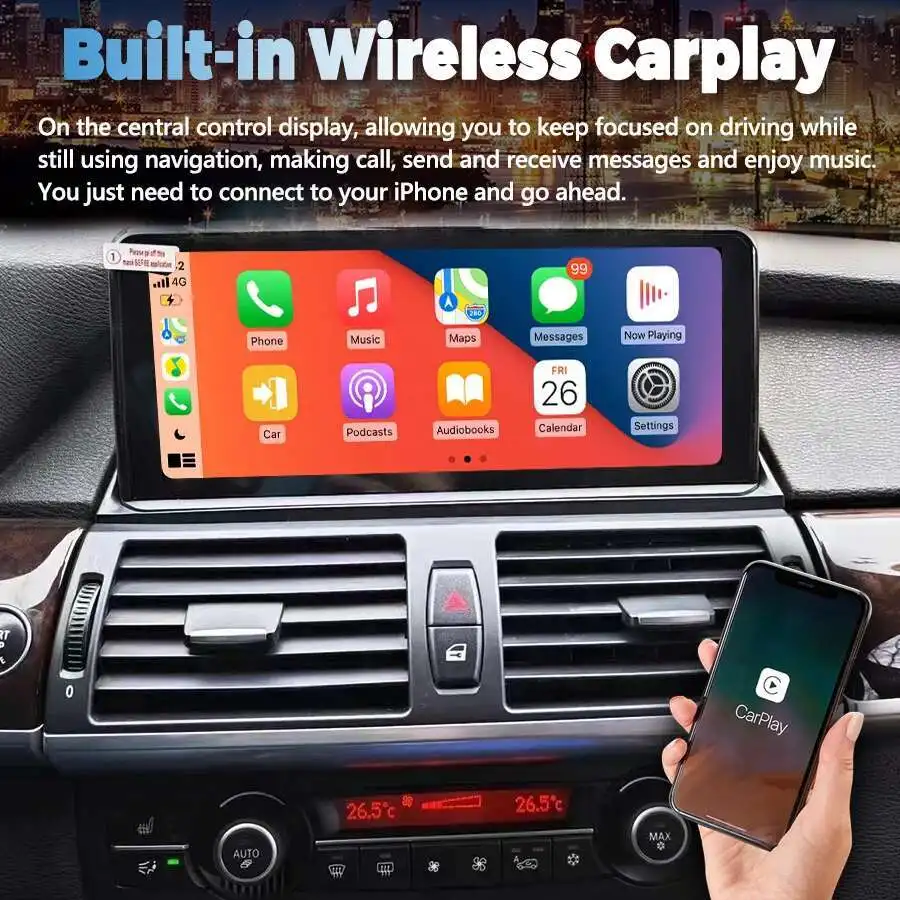 Android 15 Stereo Ekran 10.25" Auto Radio Samochodowe Do BMW X5 E53 X6 E70 E71 2007-2013 System CIC CCC Carplay Video Nawigacja GPS