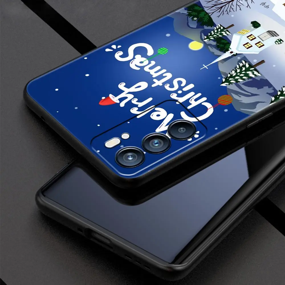 New Year's Christmas Case For OPPO A54 A53 A52 A16 A15 A74 A9 2020 A76 A95 A12 Reno7 SE Reno6 Z Find X5 Pro Plus 5G Phone Cover