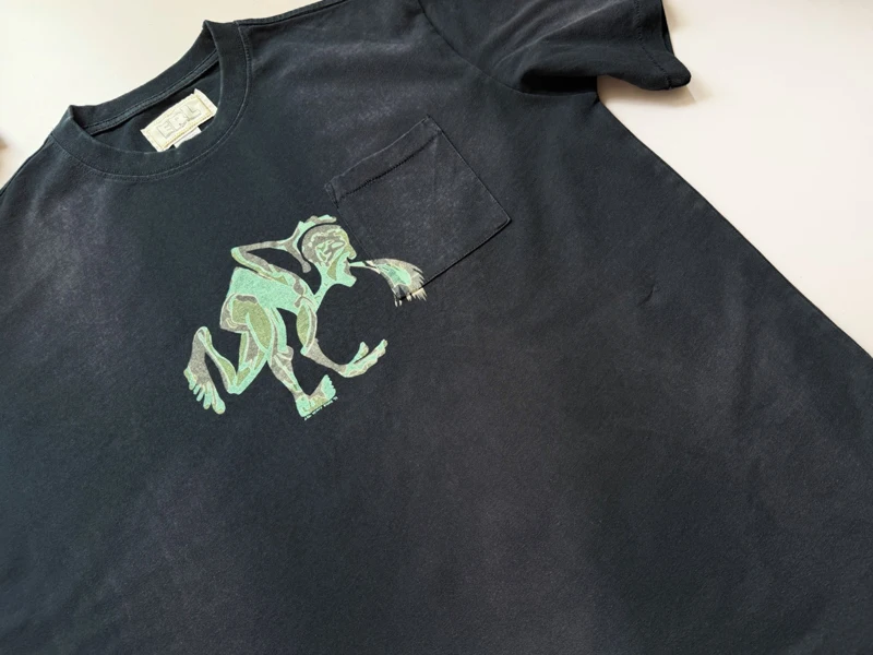 Vintage ERL Short Sleeve T-shirt High Quality Cotton Cartoon Alien Print Loose Unisex Tee Tops Men Women