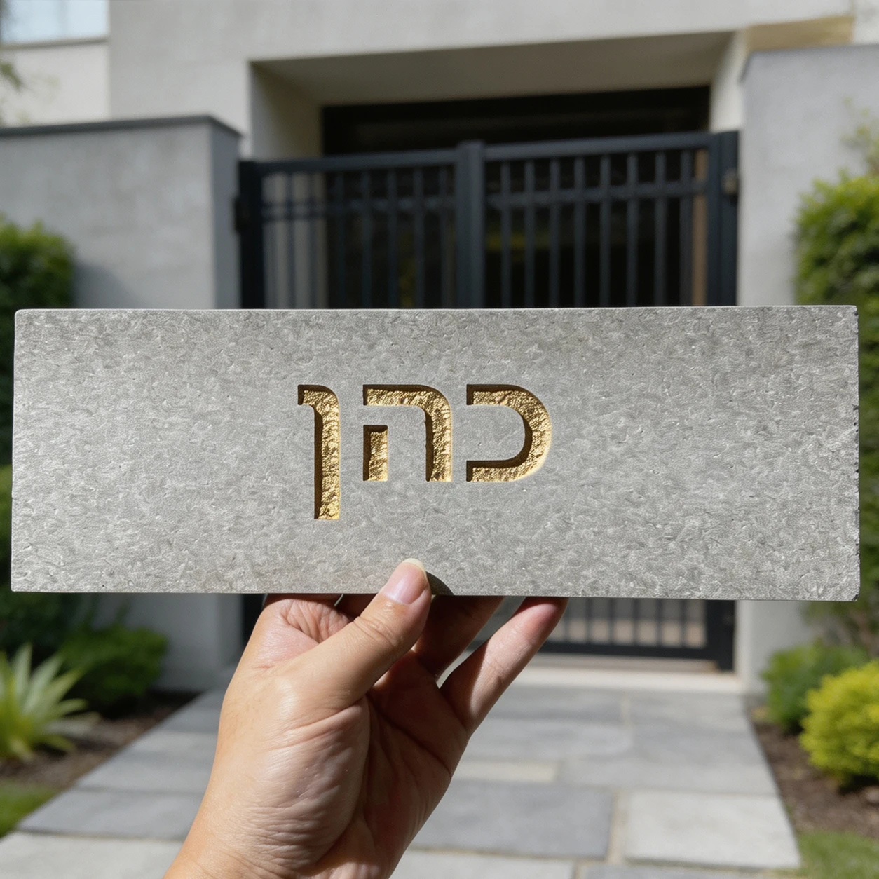 Personalized Entrance Door Sign in Hebrew Ceramic Custom Family Name Entrance Address Door Plate Engraved Home Decor Number Sign