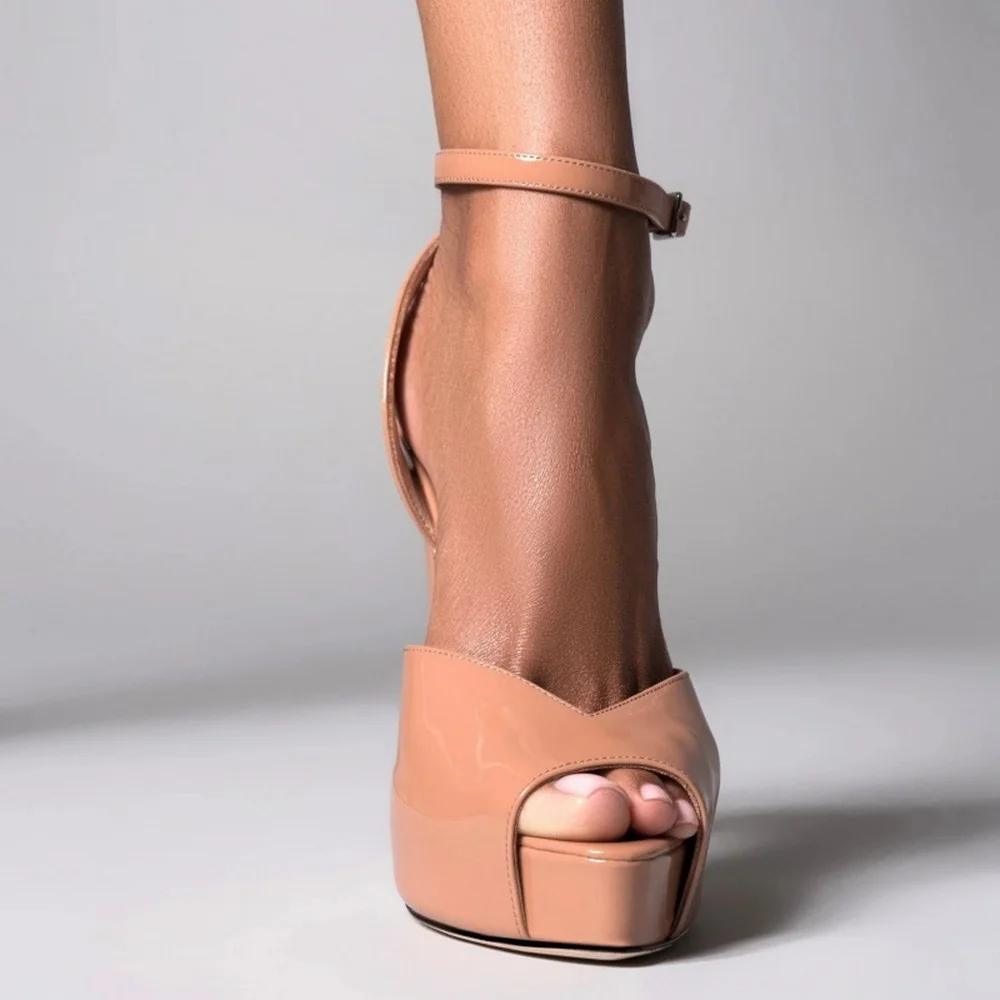 Sexy Fishmouth High Heels,Women Platform Pumps,Slingback Summer Shoes,One-Strap,Open Toe,Nude,White,Red,Size 35-44.Dropship