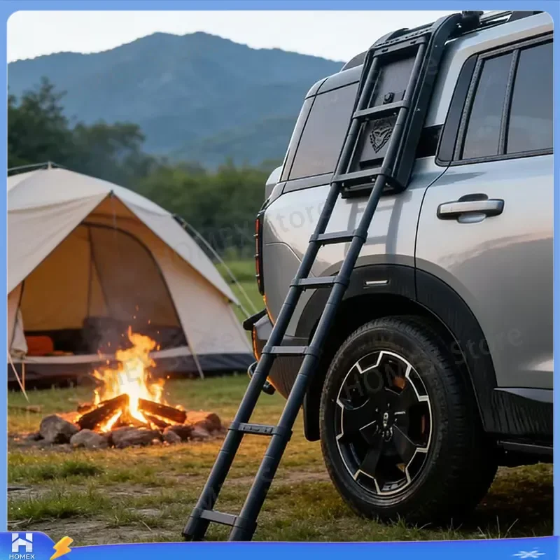 Telescopic Aluminum Alloy Car Roof Rack Side Ladder Off Road Vehicle Roof Top Accessory Auto Parts Modification Outdoor Gear