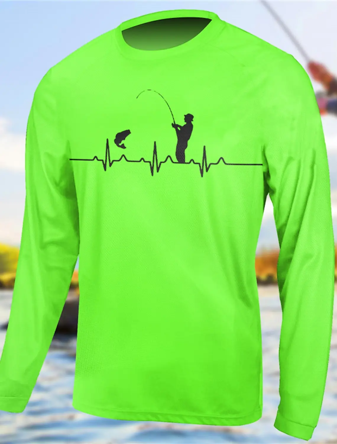 Men\'s Fishing Shirt Outdoor Long Sleeved UV Protection Breathable Quick Dry Lightweight Sweat Wicking Tops Spring Summer Fishing