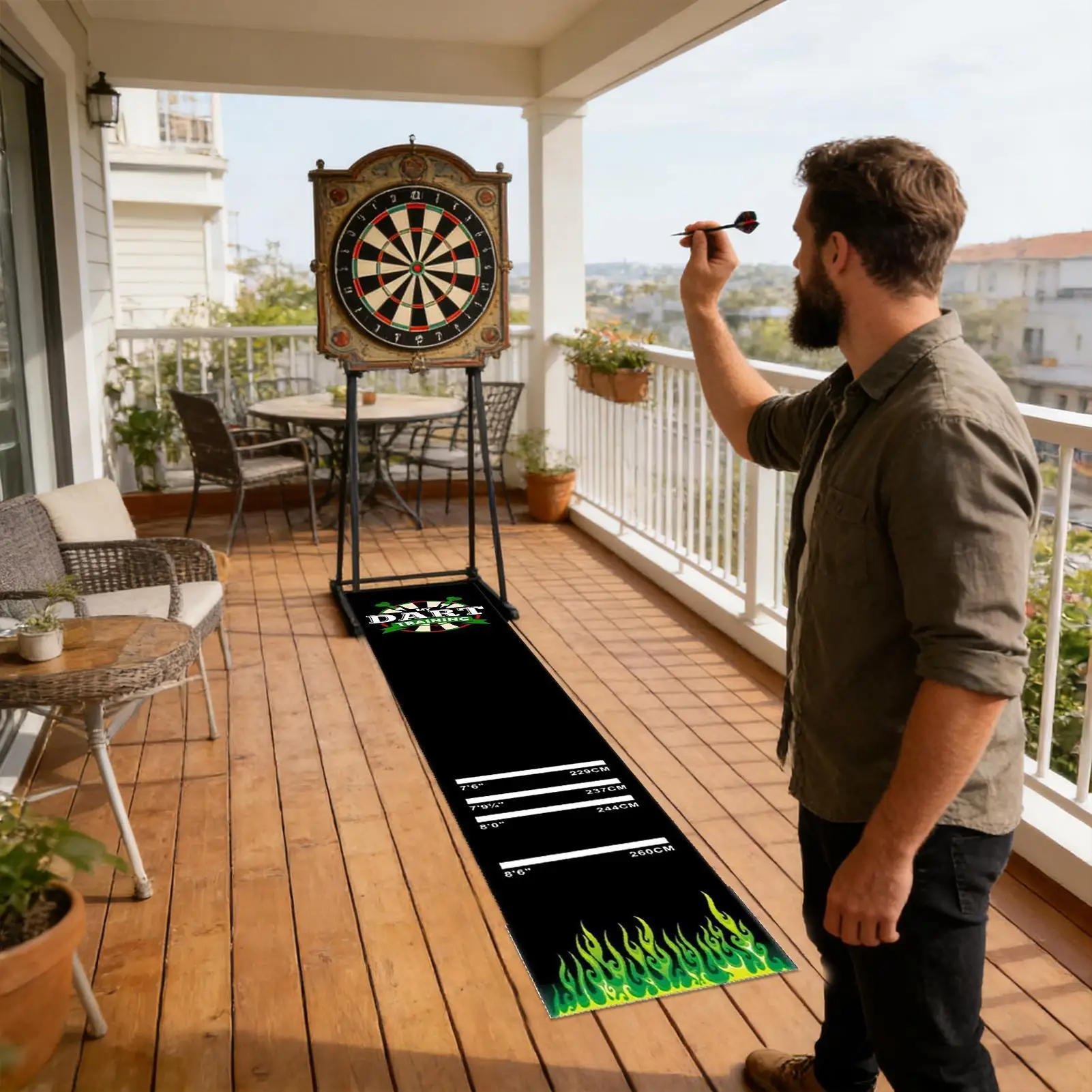 

Многофункциональный коврик для дартса с резиновыми гранулами, противоскользящая доска для дартса, 4 расстояния для метания, нескользящий коврик для дартса 300x34 см.