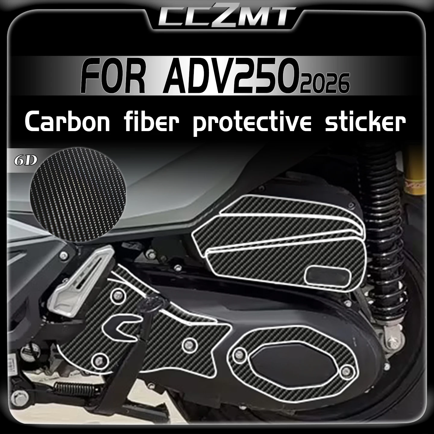 

For DAYANG ADV250 2026 6D Carbon Fiber Decorative Stickers Motorcycle Fuel Tank Scratch Protection Stickers Modified Accessories