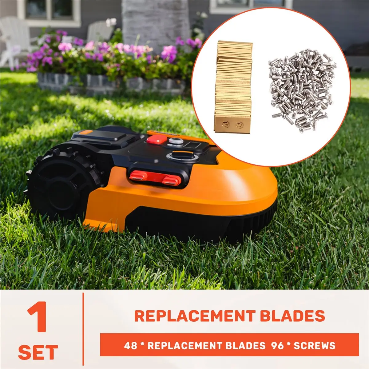 [Greatitem]48PCS Replacement Blades for Landroid Robotic Lawn Mower with Screws Robotic Mower Gold