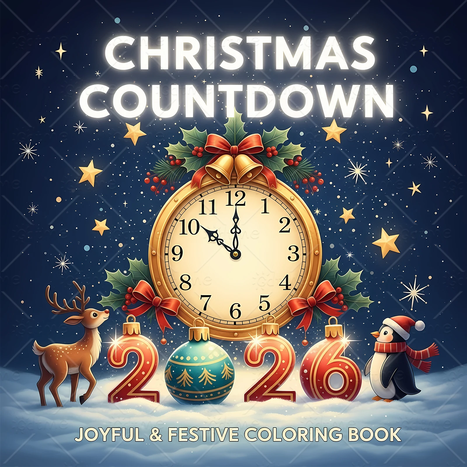CHRISTMAS COUNTDOWN Bold-easy Patterns Coloring Book for Adults Horror Drawing Book Perfect Gift for Party and Birthday