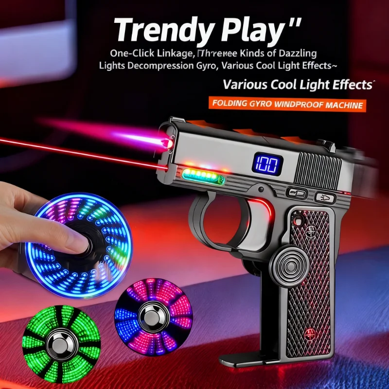 

Newest Gyro Welding Gun Cigar Igniter Windproof Open Fire Lighter for Smokes Inflatable Cigarette Lighters & Smoking Accessories