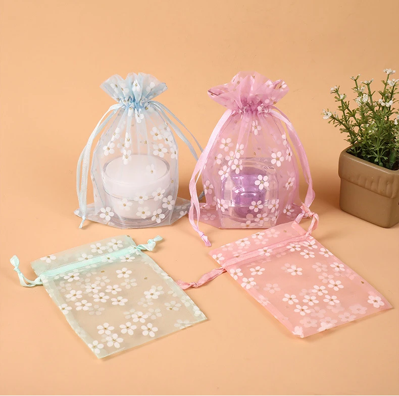 10pcs/Lot 10x14 13x18 16x23 Embroidery Organza Sachet Jewelry Packaging Pouches Wedding Party Candy Bolsa Drawstring Gift Bags