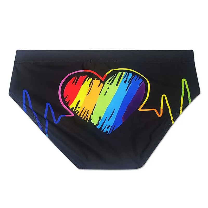 

Brand Sexy Briefs Men's Swimming Trunks Rainbow Stretch bathing suit men Surf Summer Beach Sports Pants Padded Push-up Swimwear