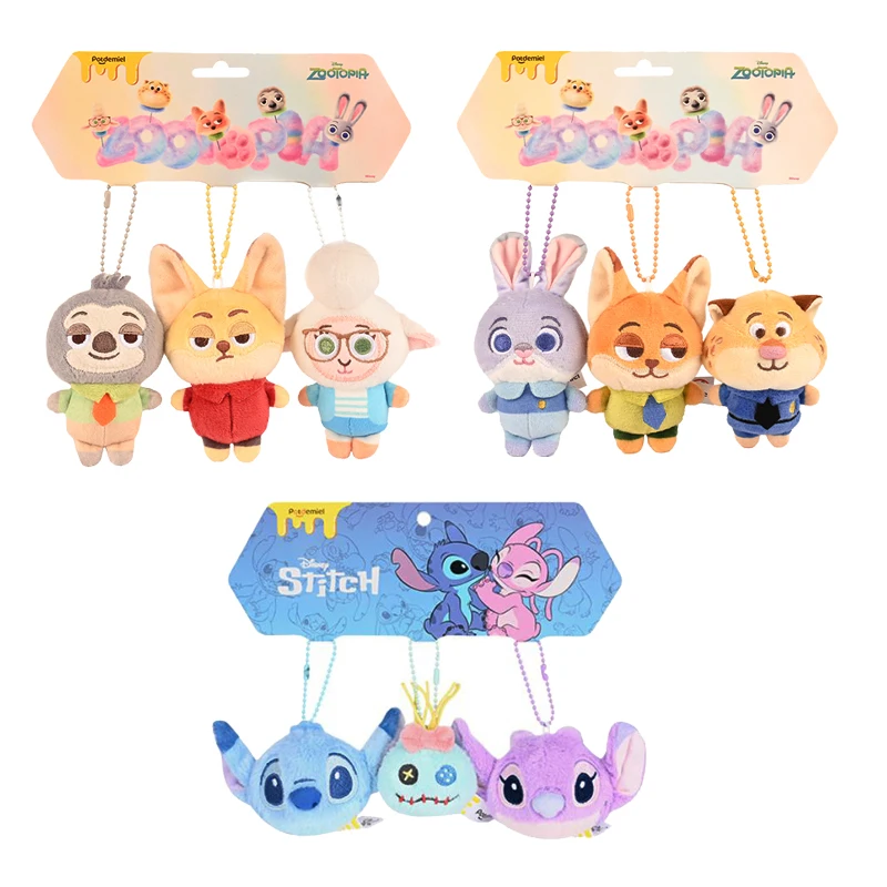 Disney Zootopia Stitch Angel Kawaii pluche pop cartoon gevulde anime sleutelhanger hanger riem speelgoed kerstcadeau voor kinderen jongens