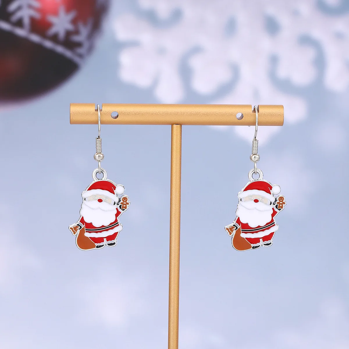 Europe and the United States drop oil Christmas ear creative hot cute wind Christmas tree wreath bell gingerbread man earring