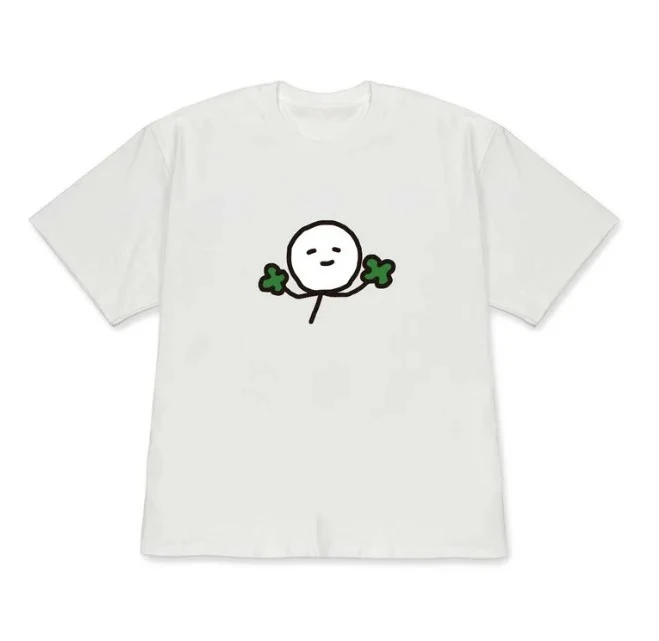 Minimalist Short Sleeve Happy Stick Figure Print T-shirt Black Casual Crew Neck Tee Korean Aesthetic Daily Top for Women Men