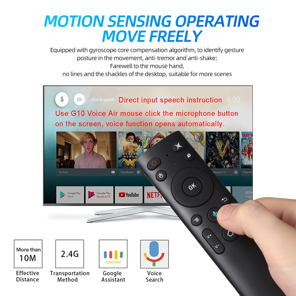 2.4G Air Mouse Wireless Remote Control 3 Gyro Voice Remote Control Motion Sensing IR Learning Remote for Android TV Box Mini PC