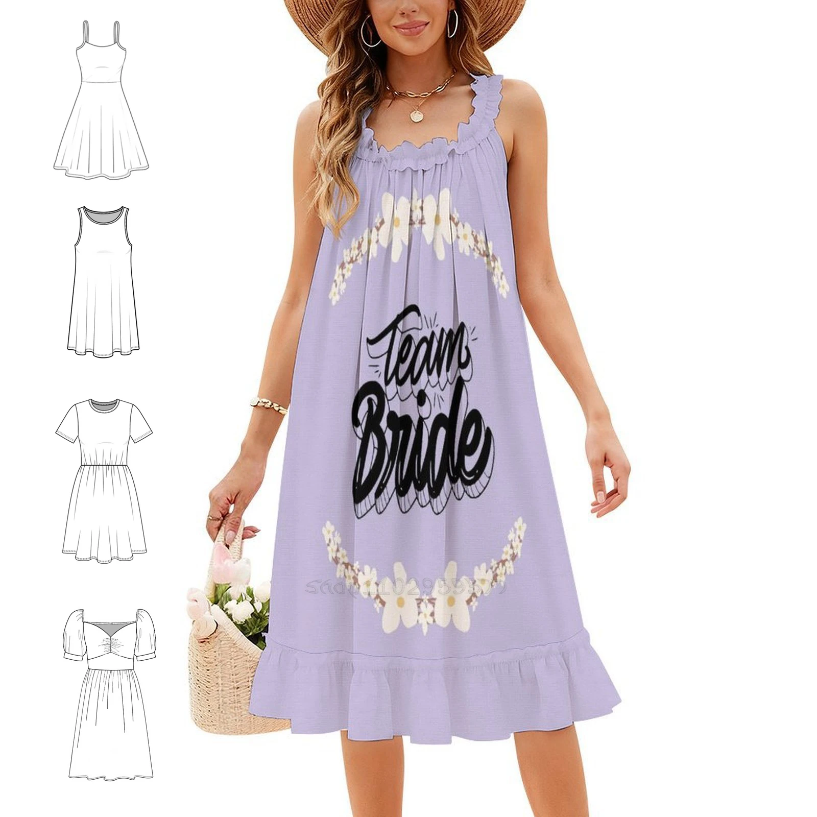 Team Bride-Hen Party Vintage Bohemian Dress Puff Sleeve Or Sleeveless Options For Women Dress Bride Princess Bride Movie The