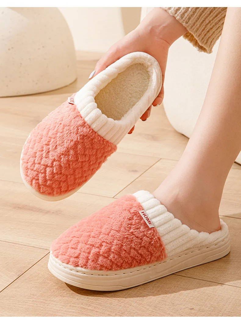 Kunstkaninchenfell-Hausschuhe für Damen und Herren – Plüsch-Winterhausschuhe mit dicker Sohle, Cloud Comfort Couple Slides für das Innenbereich – Detail 10