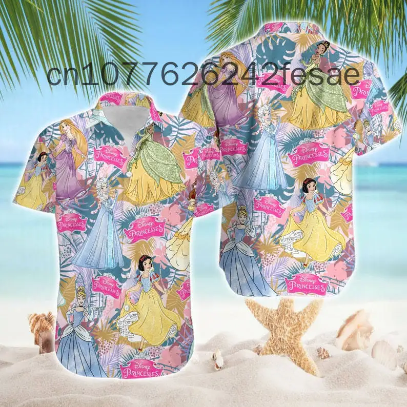 2024 New Disney Princess Hawaiian Shirts Funny Princess Disney Trip Hawaiian Party Funny Disney Family Matching Shirt