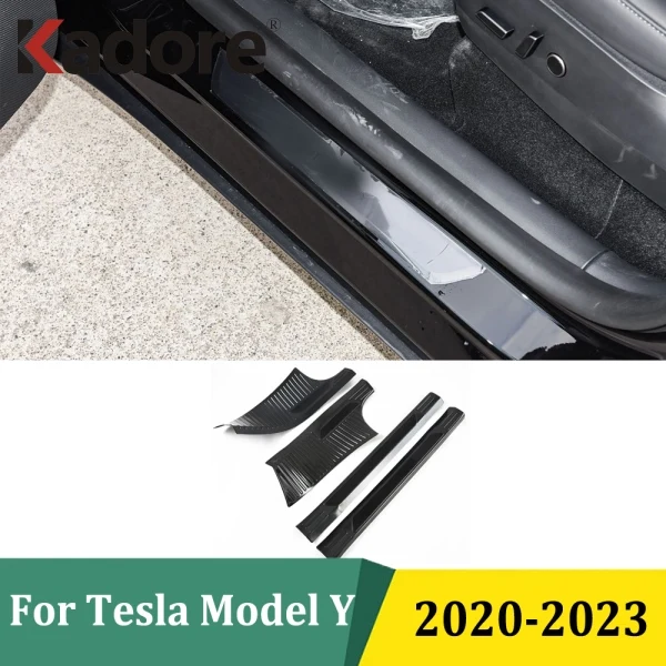 

For Tesla Model Y 2020 2021 2022 2023 Stainless Steel Inner Door Sill Scuff Plates Doors Sills Protectors Sticker Car Thresholds