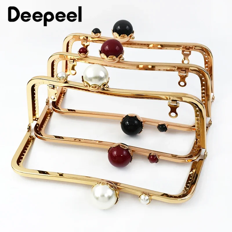 1/2/3/5Pcs 20cm Metal Bag Handle Retro Pearl Kiss Clasp Lock Buckle Purse Frame DIY Sewing Handbag Brackets Hardware Accessories