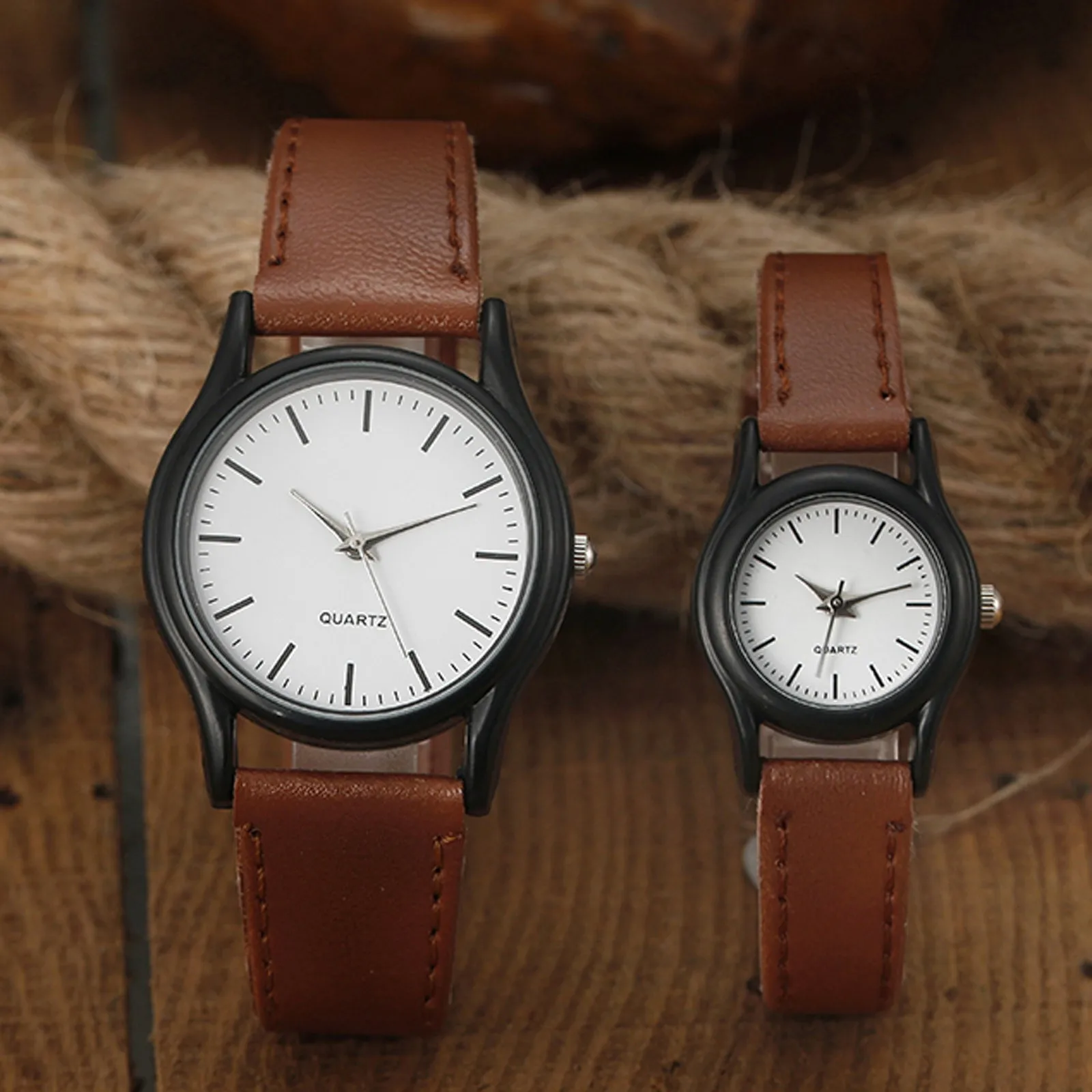 Modne i romantyczne zegarek dla pary, Symbol zegarek z motywem miłosnym Unisex miłośników mody wzór biznesowy zegarek ręczny skórzany zegarek